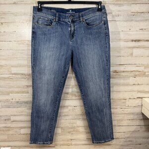 LIZ CLAIBORNE WOMENS CITY FIT SKINNY BOYFRIEND BLUE JEANS SIZE 14